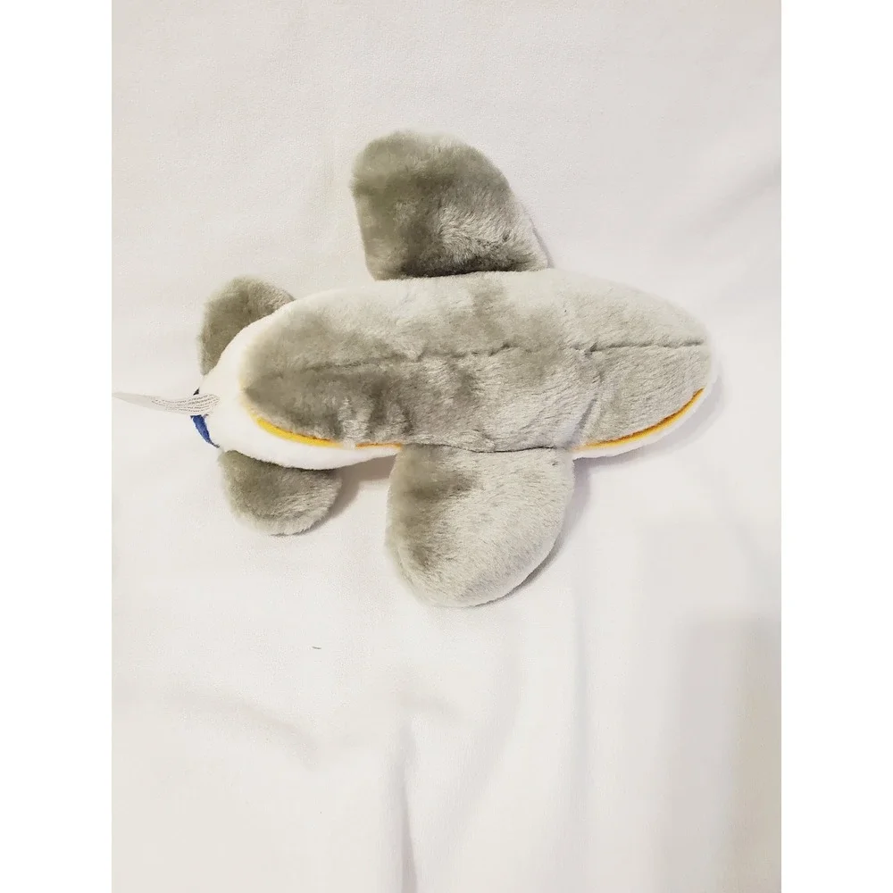 Continental Airlines Plush Airplane Stuffed Toy White Grey Blue Jet PA-8136(RC)